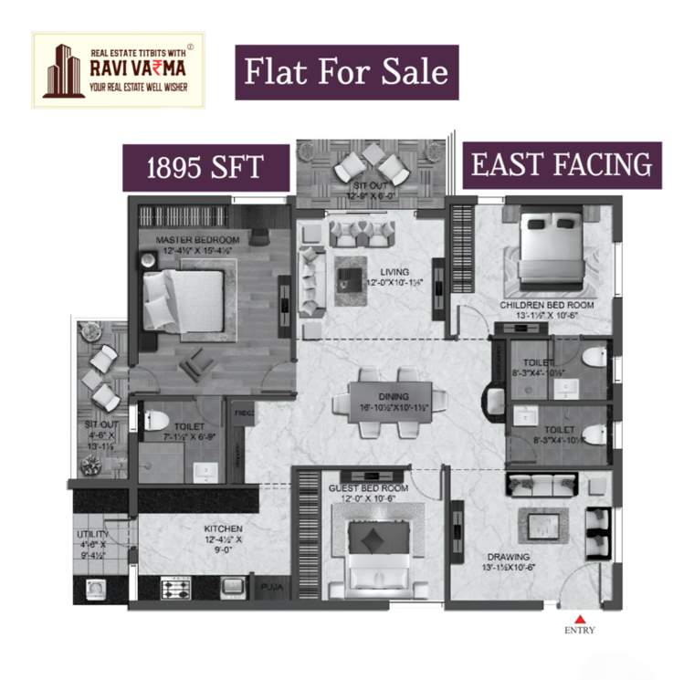 Floor Plan, ira-aspiration 3 Bedroom 1895 Sq.Ft. Apartment In Kollur Hyderabad 8779825