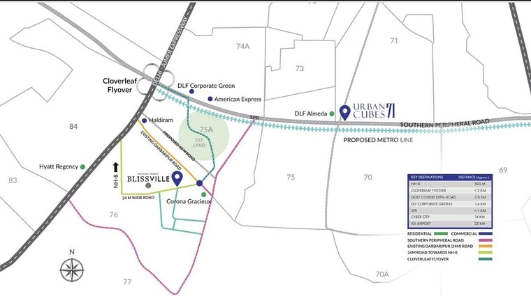 Map Location, whiteland-blissville 3 Bedroom 1672 Sq.Ft. Builder Floor In Sector 76 Gurgaon 8780067