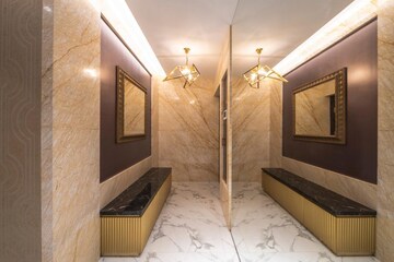 Bathroom in 3 BHK Apartment at Raheja Ridgewood, Goregaon East – for Rent