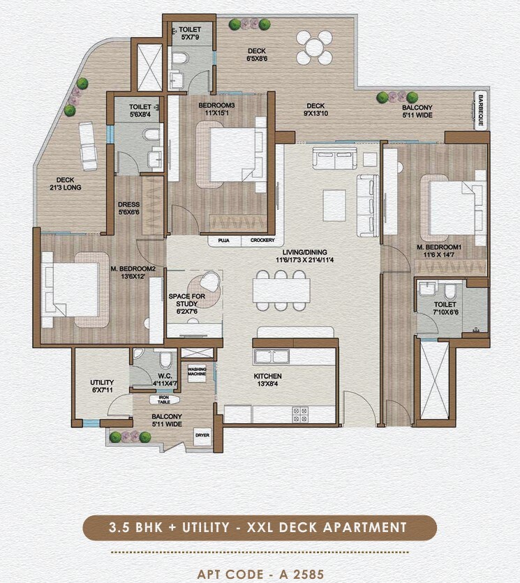 Floor Plan, smart-world-one-dxp 4 Bedroom 3055 Sq.Ft. Apartment In Sector 113 Gurgaon 8780886
