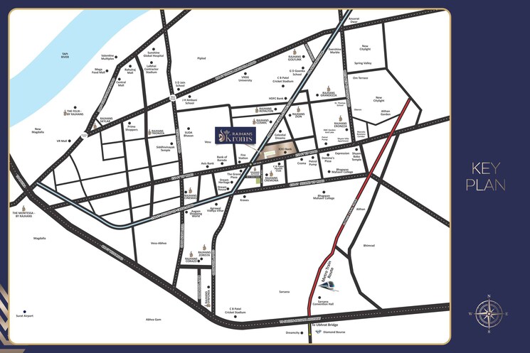 Map Location, vesu 4 Bedroom 4800 Sq.Ft. Apartment In Vesu Surat 8781417