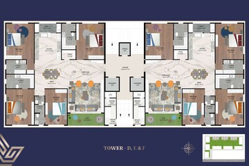 Floor Plan in 4 BHK Apartment at Vesu – for Sale