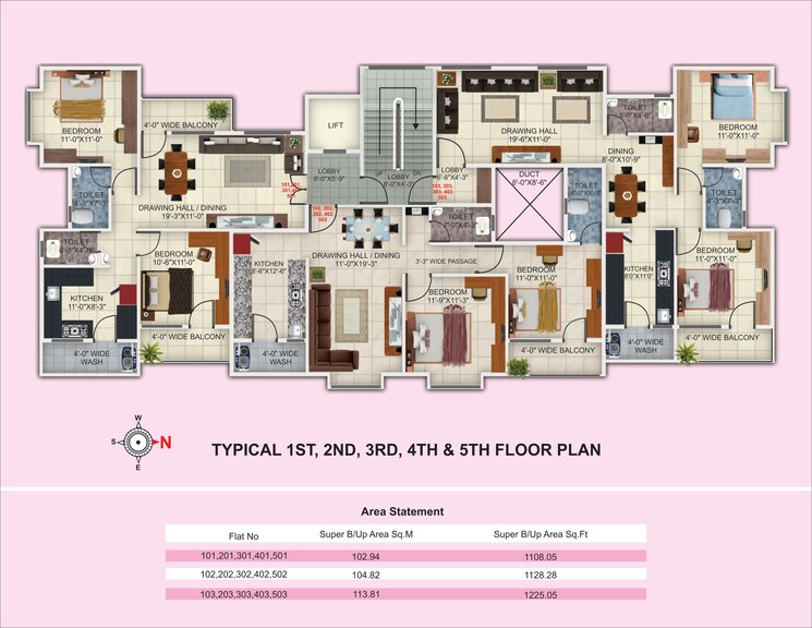 Floor Plan, nandanvan 2 Bedroom 1128 Sq.Ft. Apartment In Nandanvan Nagpur 8779415