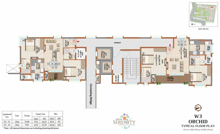 Floor Plan, ahad-serenity 2 Bedroom 1107 Sq.Ft. Apartment In Rayasandra Bangalore 8781891