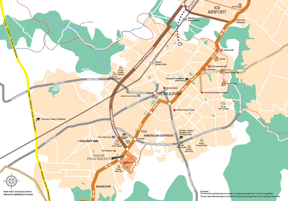 3.5 BHK + Servant Room Apartment For Sale in Emaar Palm Heights