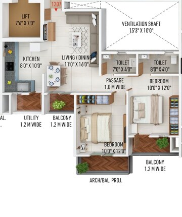 Floor Plan in 2 BHK Apartment at New Mankapur – for Sale