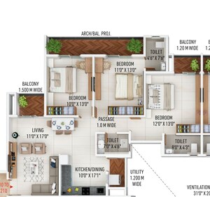 Floor Plan in 3 BHK Apartment at New Mankapur – for Sale