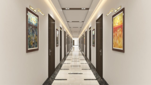 Building Lobby in Studio Apartment at Uniwest Hub, Gaur Yamuna City – for Sale