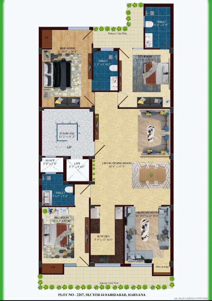 Floor Plan, sector 81 2 Bedroom 500 Sq.Ft. Builder Floor In Sector 81 Faridabad 8784277