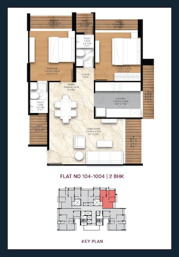 Floor Plan in 2 BHK Apartment at Swastik Emerald Horizons, Cbd Belapur Sector 8a – for Sale