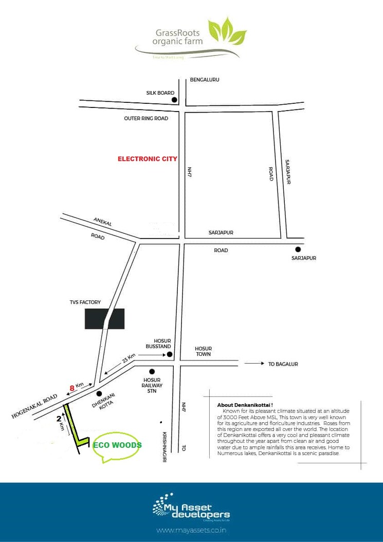 Map Location, denkanikotta rd  9 Acre Plot In Denkanikotta rd Hosur 8784457