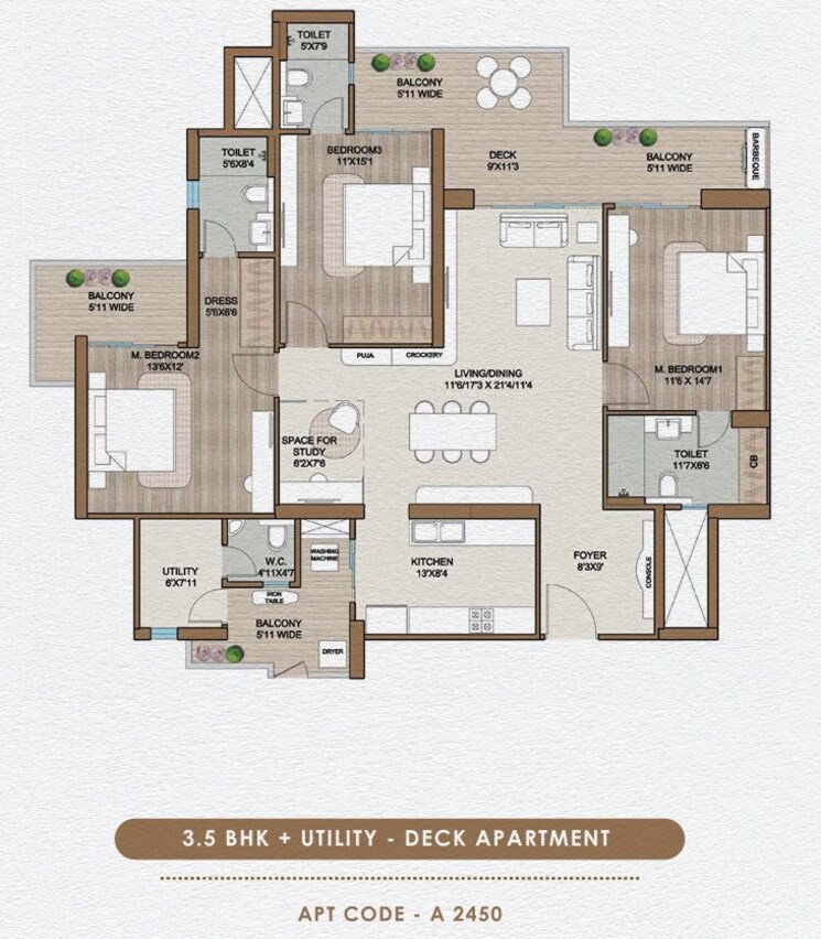 Floor Plan, smart-world-one-dxp 3.5 Bedroom 2450 Sq.Ft. Apartment In Sector 113 Gurgaon 8784844