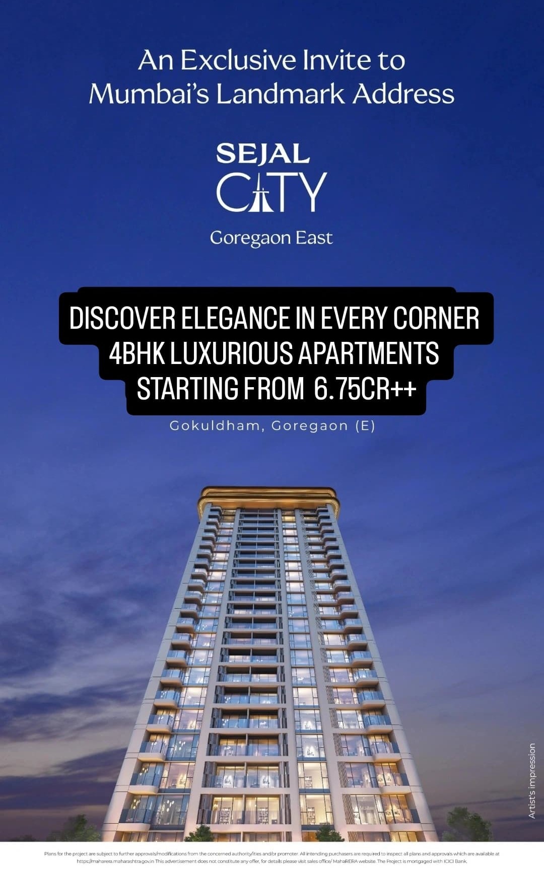 3 BHK + Pooja Room Apartment For Sale in Sejal Square