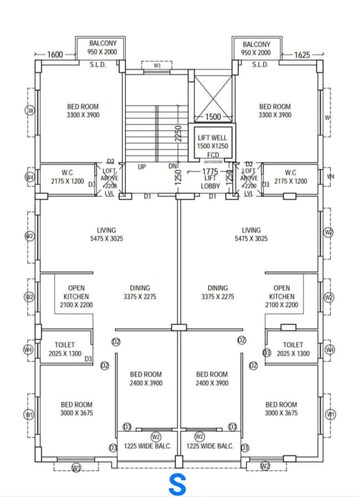 Floor Plan in 3 BHK Apartment at New Town – for Sale