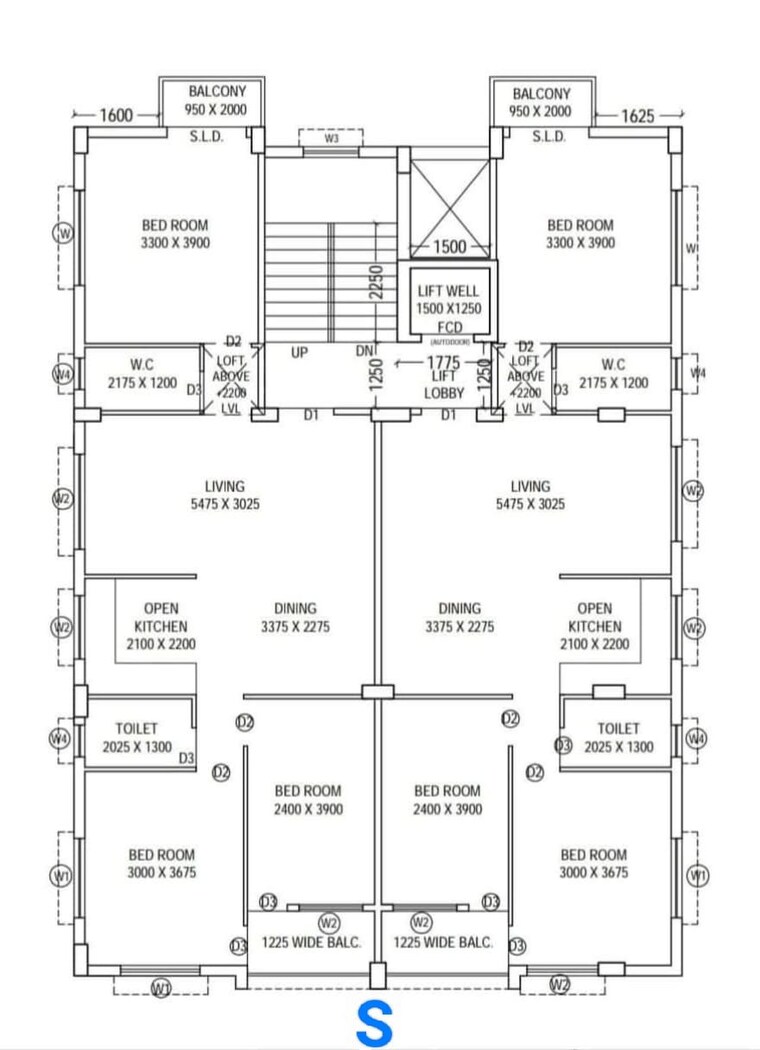 Floor Plan, new town 3 Bedroom 1250 Sq.Ft. Apartment In New Town Kolkata 8785703