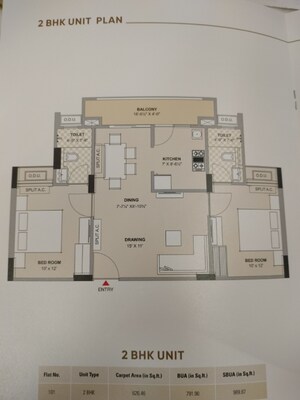 Floor Plan in 2 BHK Apartment at Ashadeep Rainbow Apartment, Jeerota – for Sale