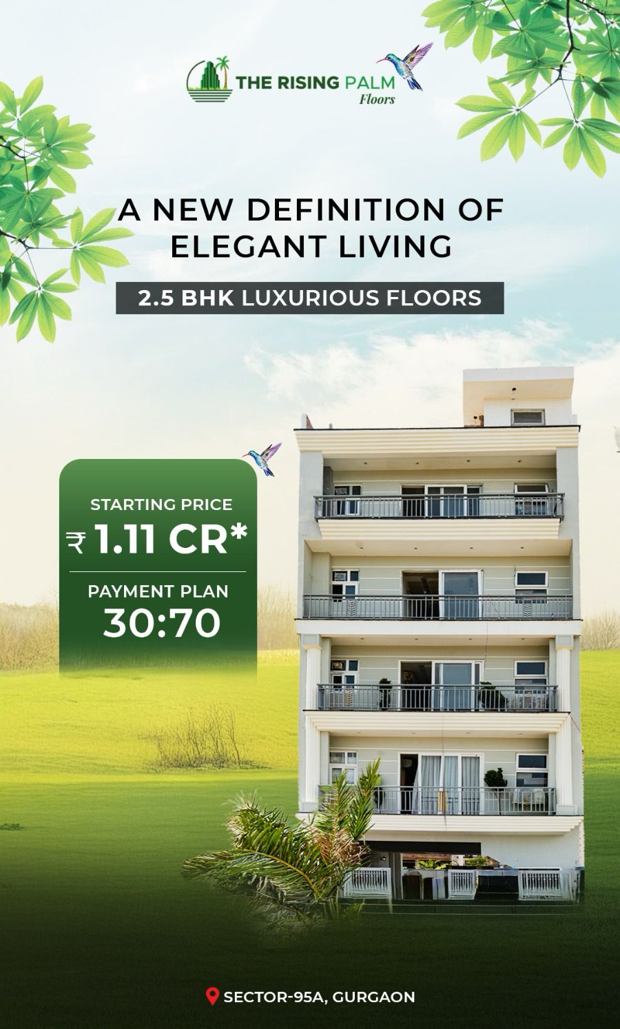 2.5 BHK + Pooja Room 1160 Sq.Ft. Builder Floor in JMS Primeland