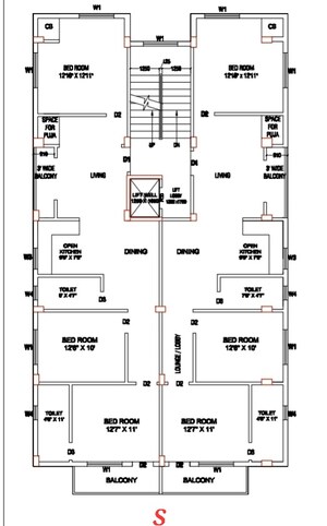 Floor Plan in 3 BHK Apartment at New Town – for Sale