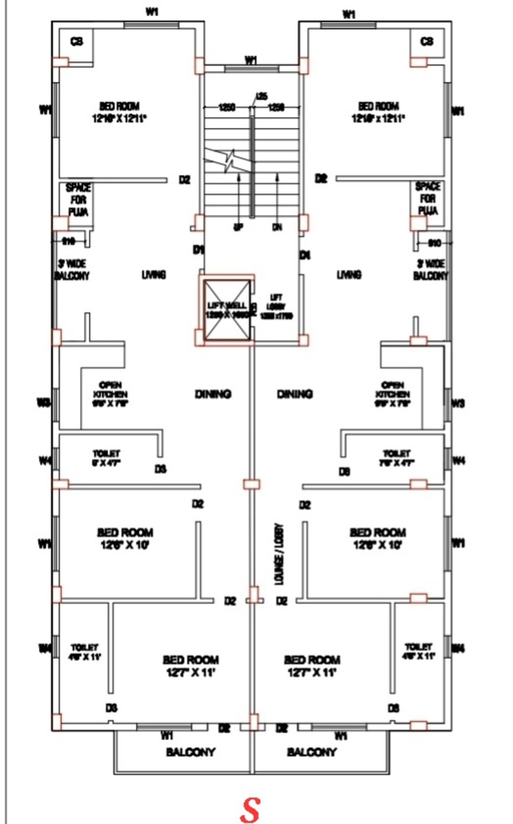 Floor Plan, new town 3 Bedroom 1485 Sq.Ft. Apartment In New Town Kolkata 8788223