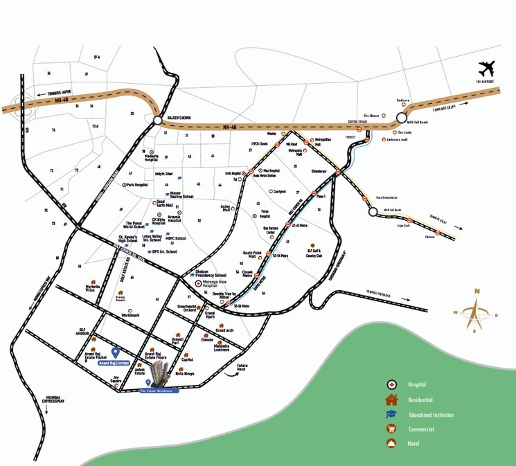 Map Location, anant-raj-the-estate-residences 4 Bedroom 3710 Sq.Ft. Apartment In Sector 63a Gurgaon 8788295