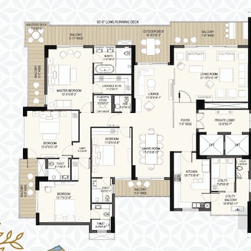 Floor Plan in 4 BHK Apartment at Anant Raj The Estate Residences, Sector 63a – for Sale