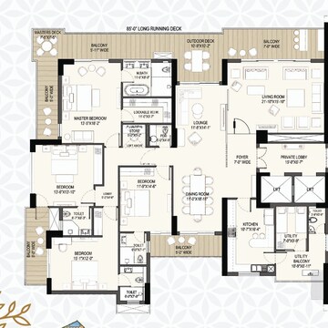 Floor Plan in 4 BHK Apartment at Anant Raj The Estate Residences, Sector 63a – for Sale