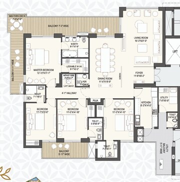 Floor Plan in 4 BHK Apartment at Anant Raj The Estate Residences, Sector 63a – for Sale