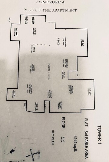 Floor Plan in 4 BHK Apartment at SNN Clermont, Hebbal – for Sale
