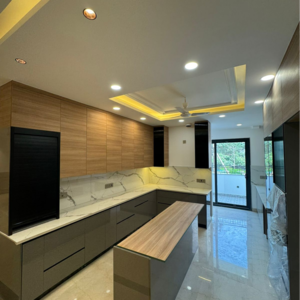 Kitchen in 4 BHK Builder Floor at Sushant Lok I – for Sale
