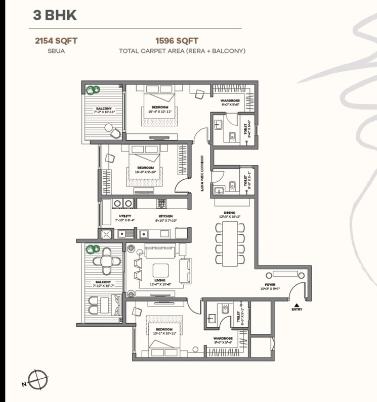 Floor Plan, assetz-66-and-shibui 3 Bedroom 2154 Sq.Ft. Apartment In Whitefield Road Bangalore 8790506