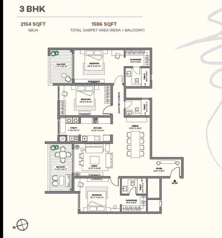 Floor Plan, assetz-66-and-shibui 3 Bedroom 2154 Sq.Ft. Apartment In Whitefield Road Bangalore 8790506