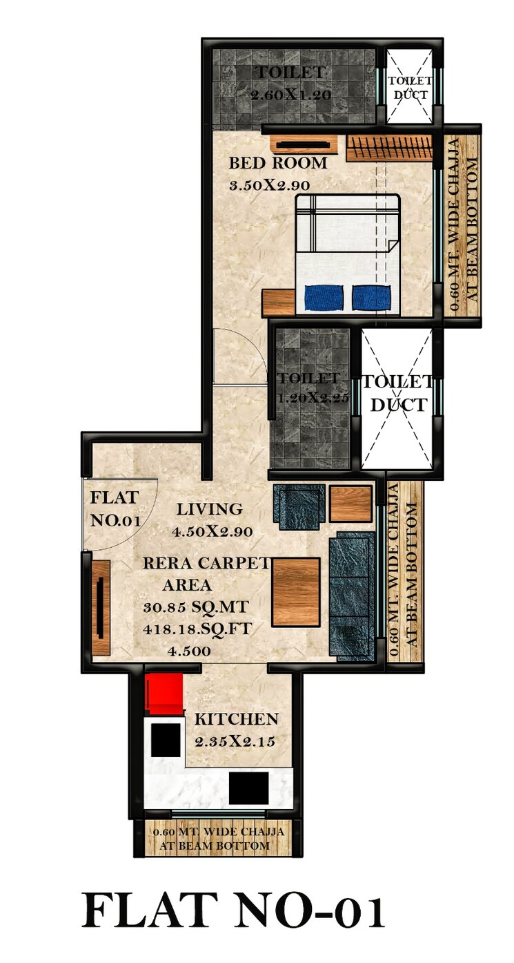 Floor Plan, hemera-gemini-icon 1 Bedroom 421 Sq.Ft. Apartment In Kanjurmarg East Mumbai 8790737