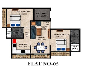 Floor Plan in 2 BHK Apartment at Hemera Gemini Icon, Kanjurmarg East – for Sale