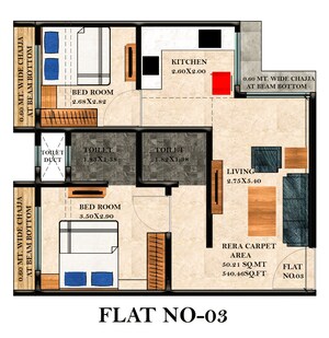 Floor Plan in 2 BHK Apartment at Hemera Gemini Icon, Kanjurmarg East – for Sale
