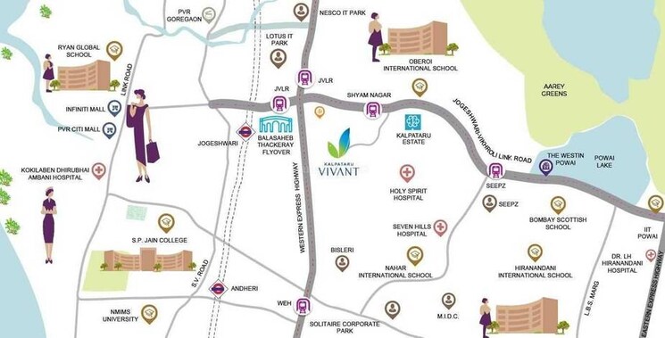 Map Location, kalpataru-vivant 2 Bedroom 616 Sq.Ft. Apartment In Jogeshwari East Mumbai 8791479