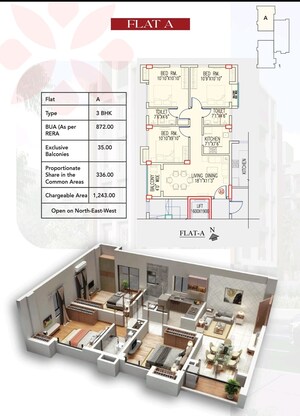 Floor Plan in 3 BHK Builder Floor at Tagore Park – for Sale