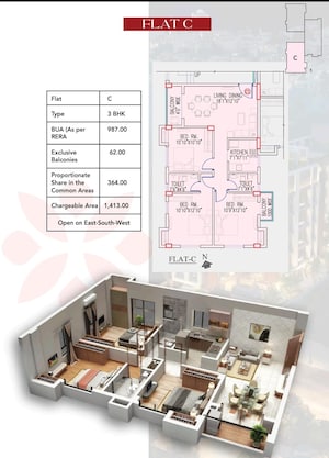Floor Plan in 3 BHK Builder Floor at Tagore Park – for Sale