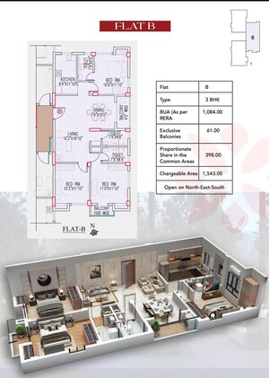 Floor Plan in 3 BHK Builder Floor at Tagore Park – for Sale