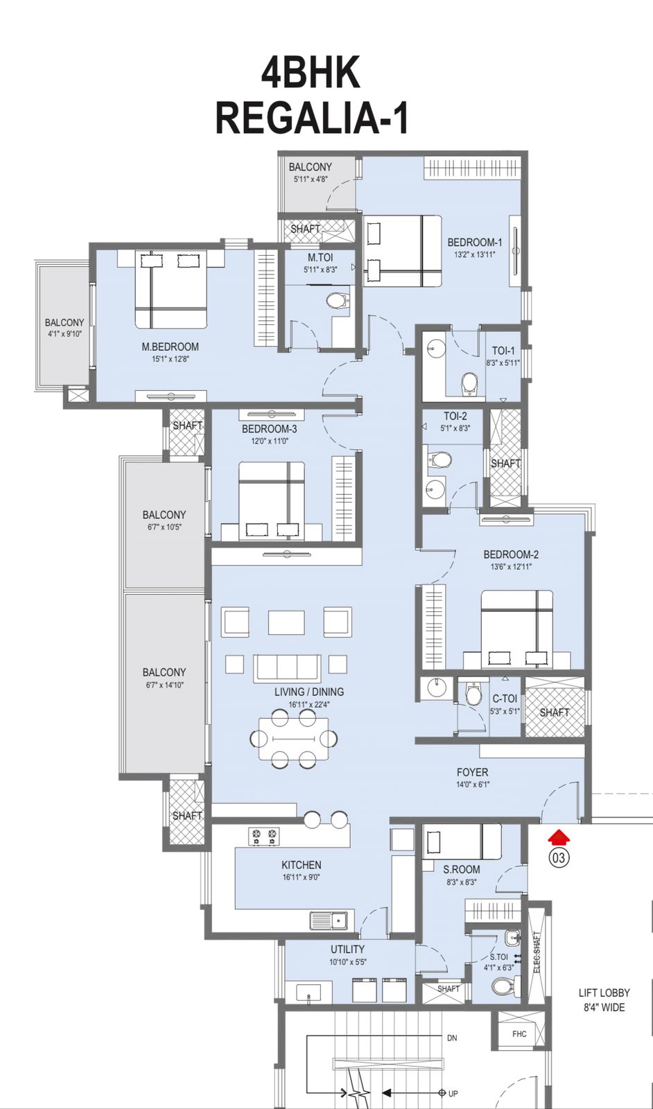 4 BHK Apartment For Rent in L&T Raintree Boulevard