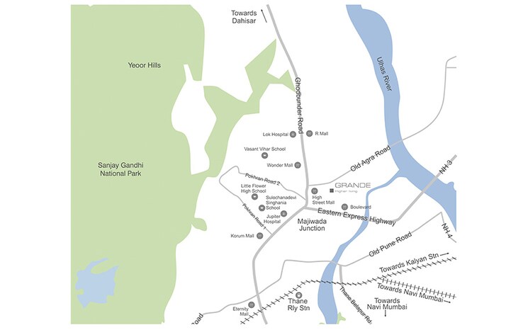 Map Location, lodha-grande 2 Bedroom 800 Sq.Ft. Apartment In Majiwada Thane 8792859
