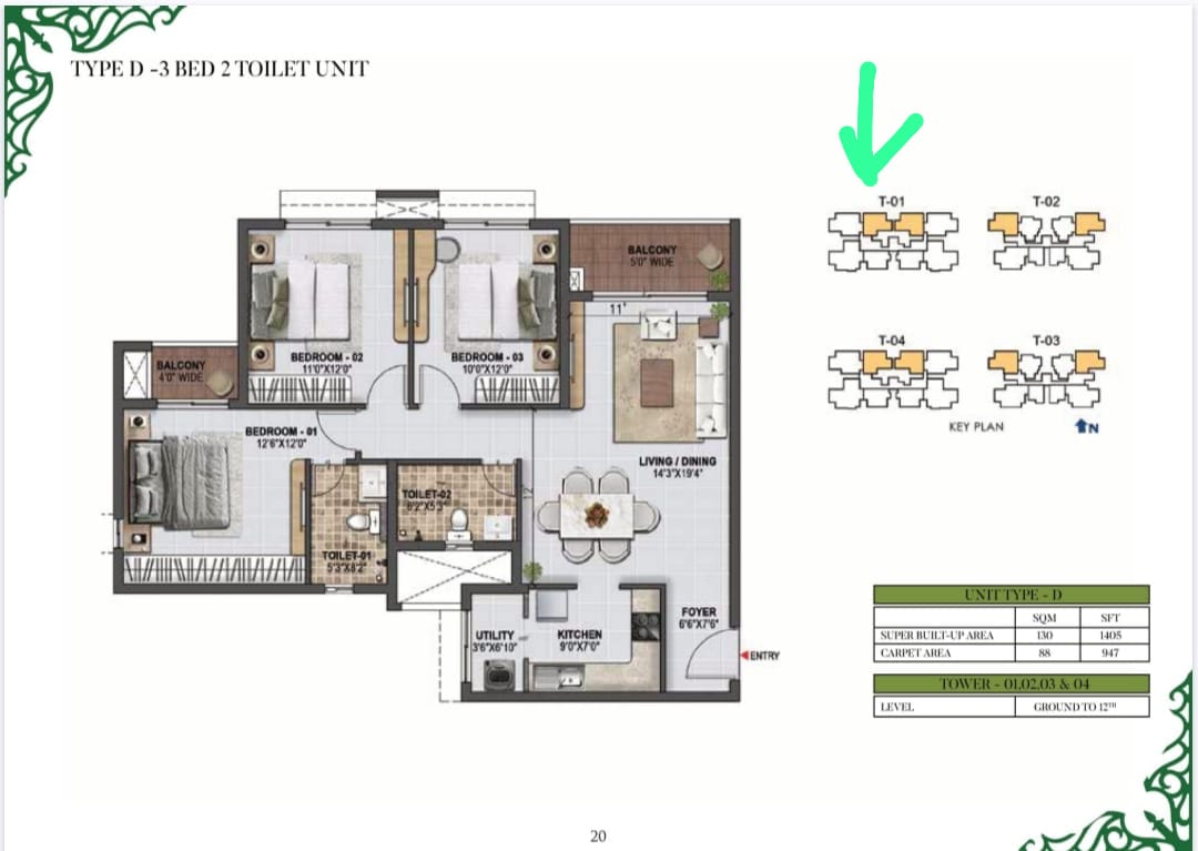 3 BHK Apartment For Sale in Prestige Green Gables