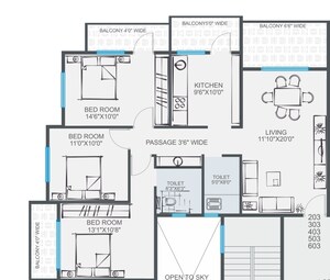 Floor Plan in 3 BHK Apartment at Friends Colony – for Sale