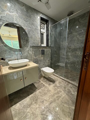 Bathroom in 3 BHK Builder Floor at Navbharat Apartments, Paschim Vihar – for Rent