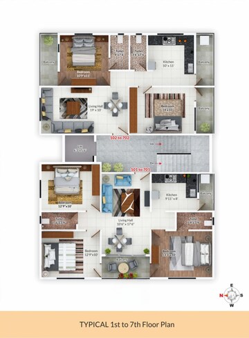 Floor Plan in 3 BHK Apartment at Swavalambi Nagar – for Sale