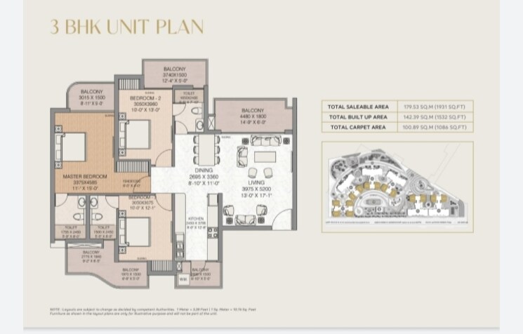Floor Plan, amrapali dream valley 3.5 Bedroom 2239 Sq.Ft. Apartment In Amrapali Dream Valley Greater Noida 8796508