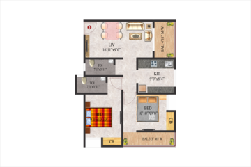 Floor Plan in 1 BHK Apartment at Raj Nirvana Complex, Ambernath East – for Sale