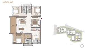 Floor Plan in 3.5 BHK Apartment at Cybercity Trevita, Kothaguda – for Sale