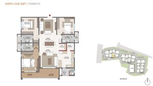 Floor Plan in 3.5 BHK Apartment at Cybercity Trevita, Kothaguda – for Sale