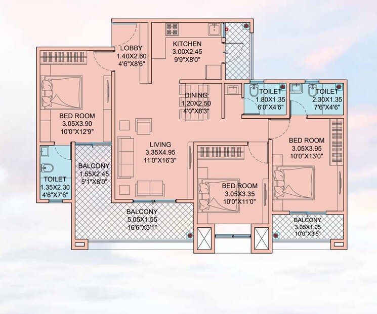 Master Plan, kondhwa 3 Bedroom 1087 Sq.Ft. Apartment In Kondhwa Pune 8796803