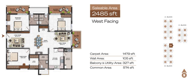 Floor Plan, vajram-ixora 3 Bedroom 1990 Sq.Ft. Apartment In Gopanpally Hyderabad 8797459